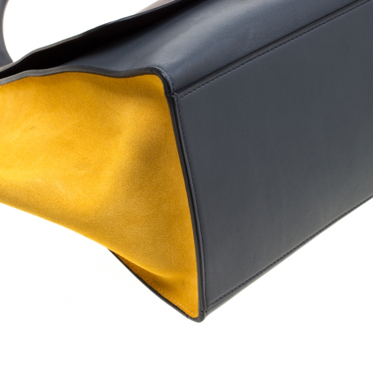 Pre Owned Celine Tri Color Leather and Suede Medium Trapeze Bag