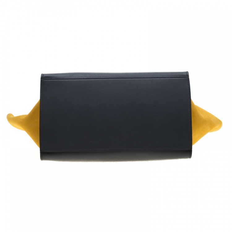 Pre Owned Celine Tri Color Leather and Suede Medium Trapeze Bag