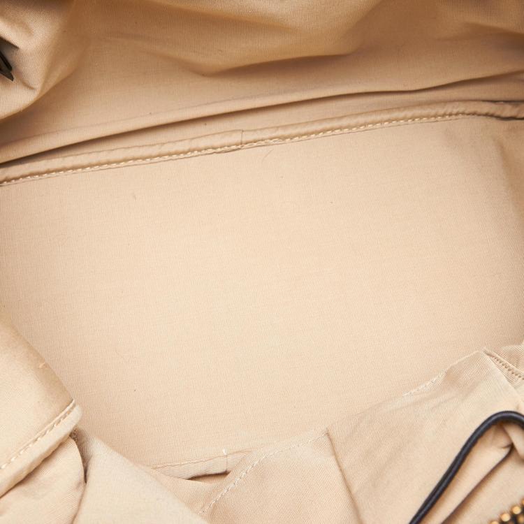 Pre Owned Celine Two Tone Canvas and Leather Top Handle Bag