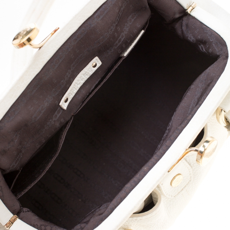 Pre Owned Celine White Leather Frame Satchel