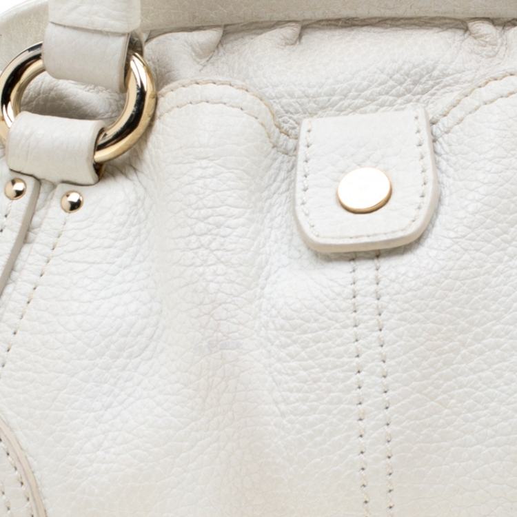Pre Owned Celine White Leather Frame Satchel