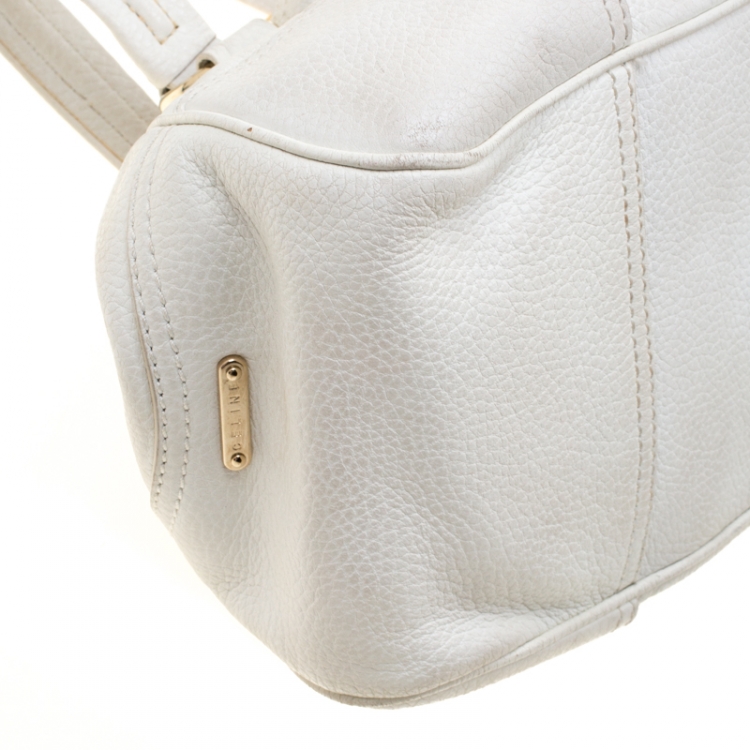 Pre Owned Celine White Leather Frame Satchel