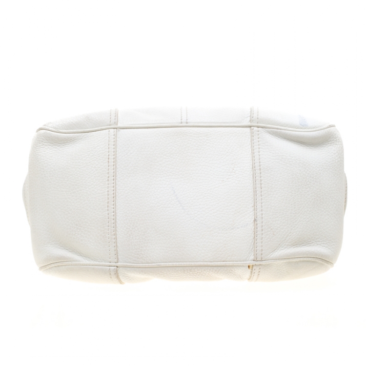 Pre Owned Celine White Leather Frame Satchel
