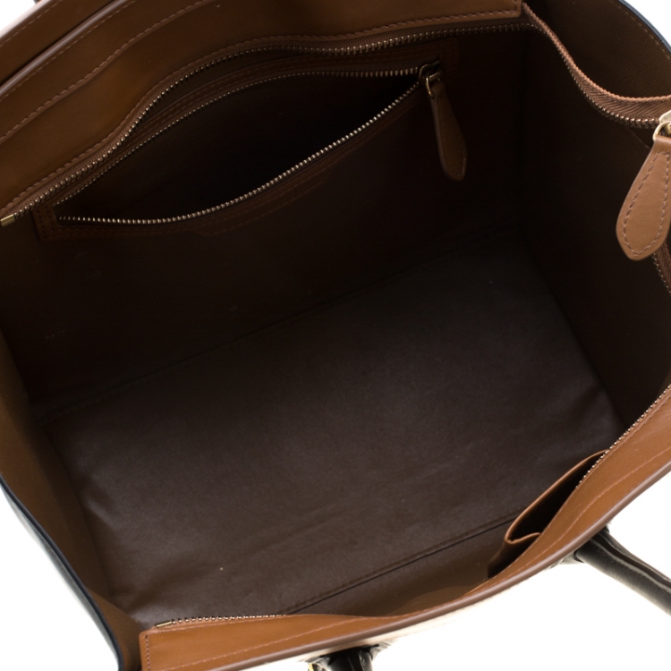 Pre Owned Celine Tricolor Leather Mini Luggage Tote