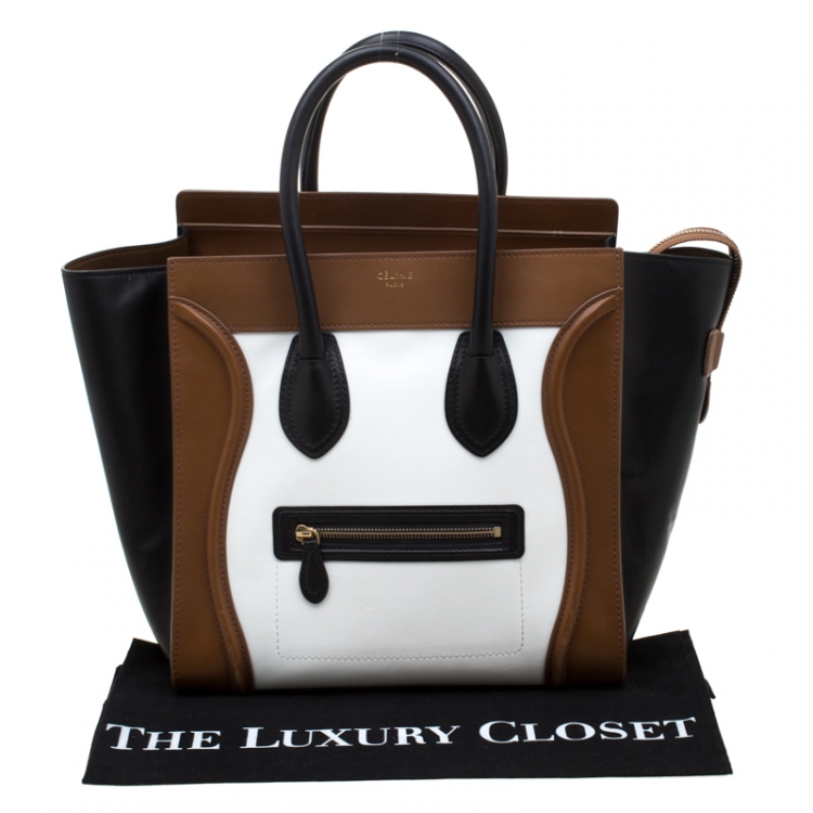 Pre Owned Celine Tricolor Leather Mini Luggage Tote