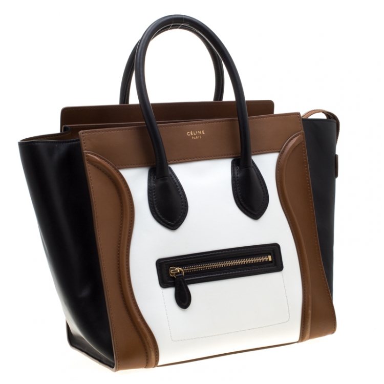 Pre Owned Celine Tricolor Leather Mini Luggage Tote