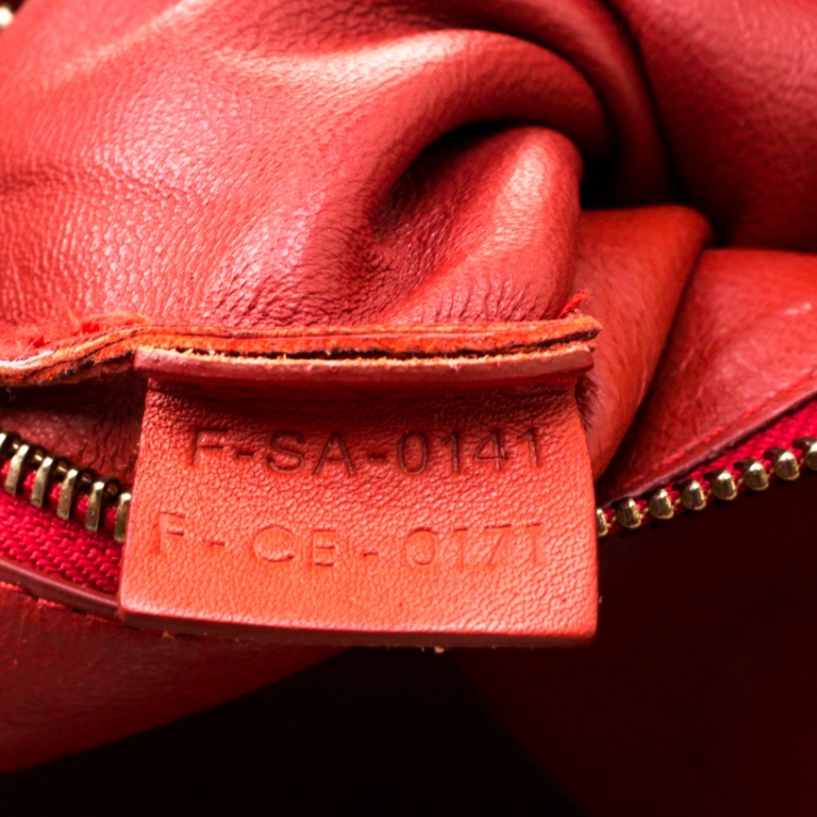 Pre Owned Celine Orange Leather Micro Luggage Tote