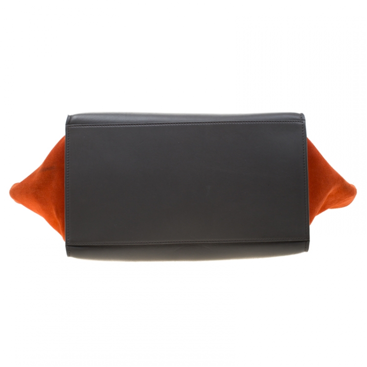 Pre Owned Celine Tricolor Leather and Suede Medium Trapeze Bag