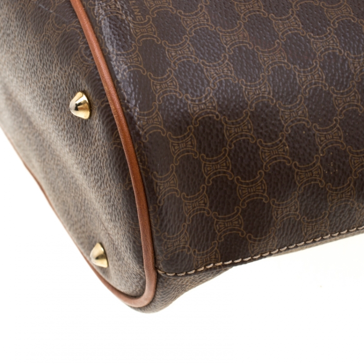 Pre Owned Celine Brown Macadam Coated Canvas and Leather Tote