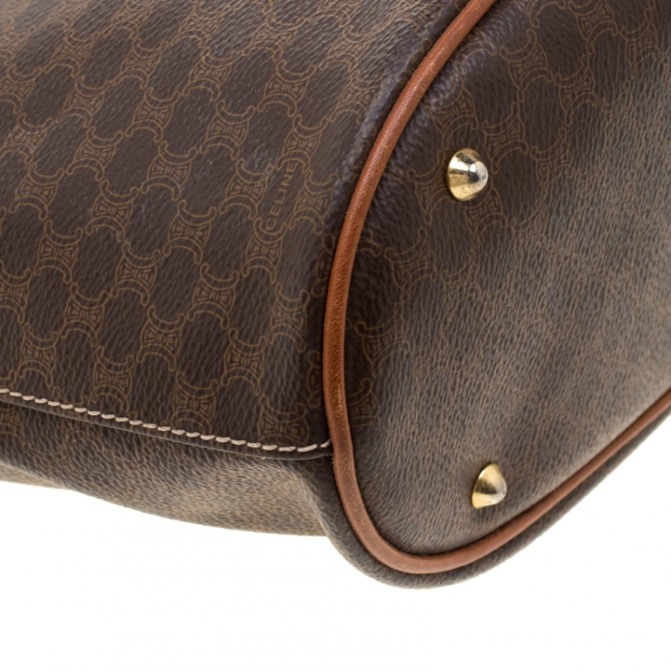 Pre Owned Celine Brown Macadam Coated Canvas and Leather Tote