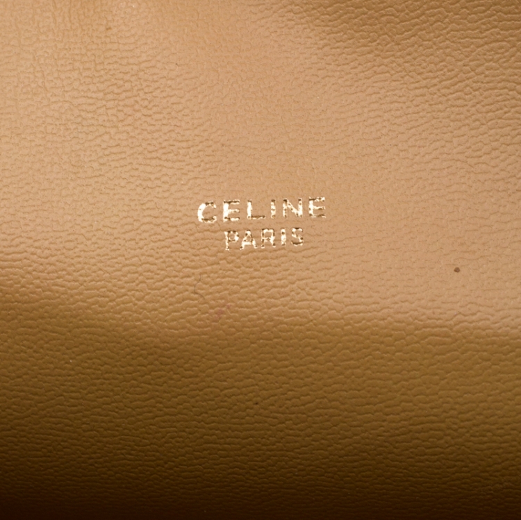 Pre Owned Celine Beige/Tan Coated Canvas and Leather Clutch