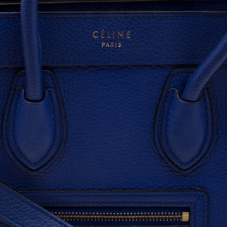 مملوكة مسبقًا Celine Blue Leather Nano Luggage Tote