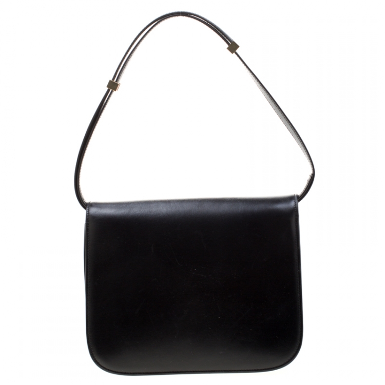 Pre Owned Celine Black Leather Medium Classic Box Shoulder Bag