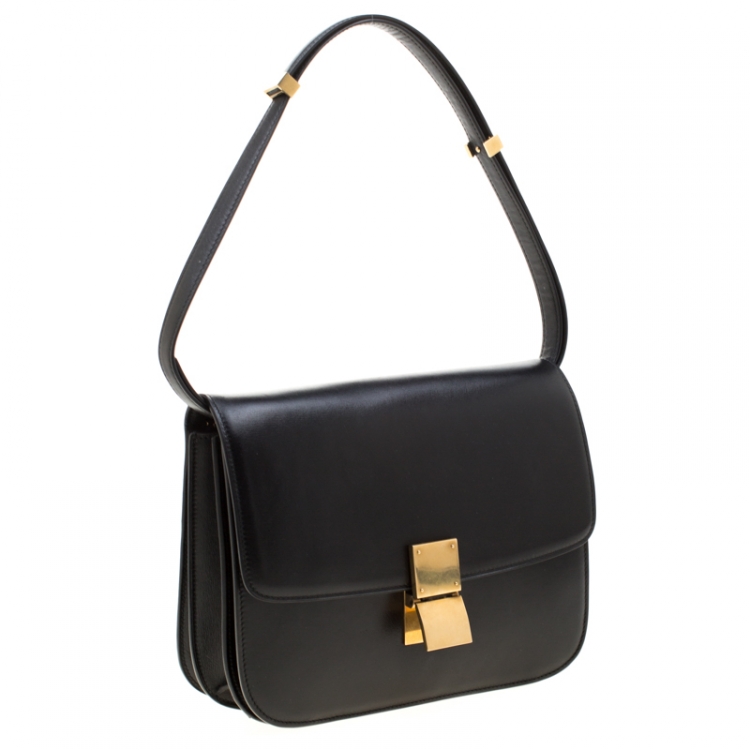 Pre Owned Celine Black Leather Medium Classic Box Shoulder Bag