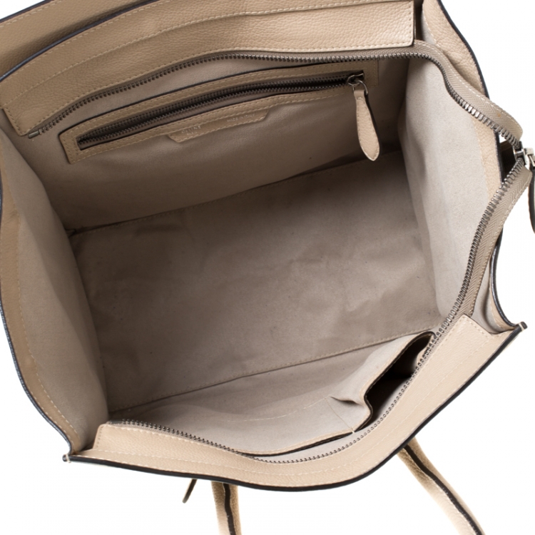 Pre Owned Celine Beige Leather Mini Luggage Tote