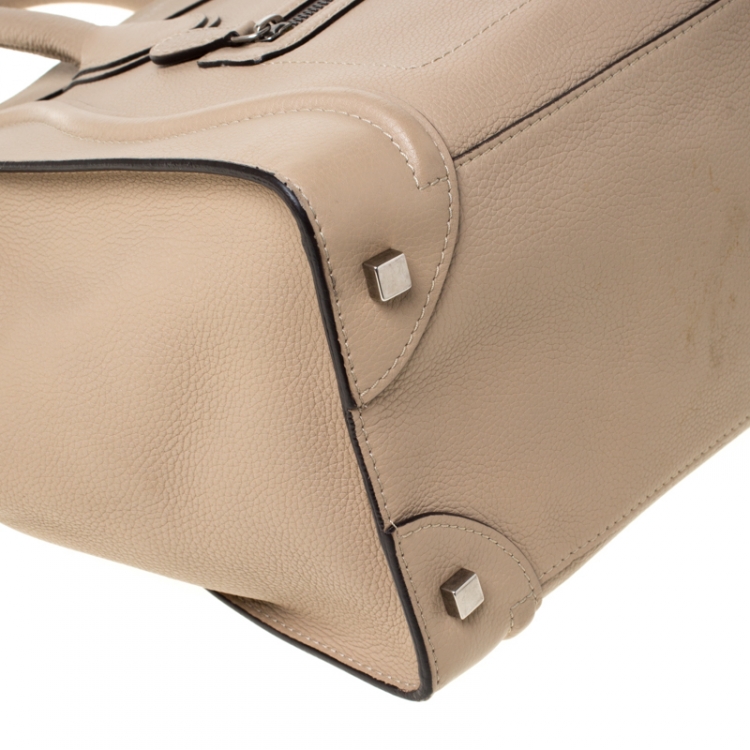 Pre Owned Celine Beige Leather Mini Luggage Tote