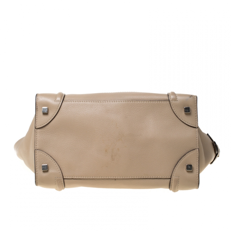 Pre Owned Celine Beige Leather Mini Luggage Tote