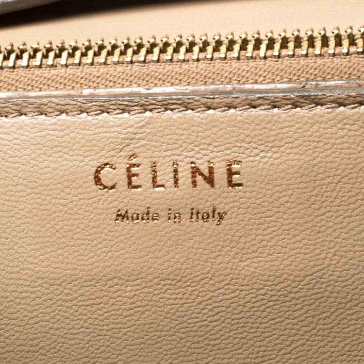 Pre Owned Celine Beige Python Medium Classic Box Shoulder Bag