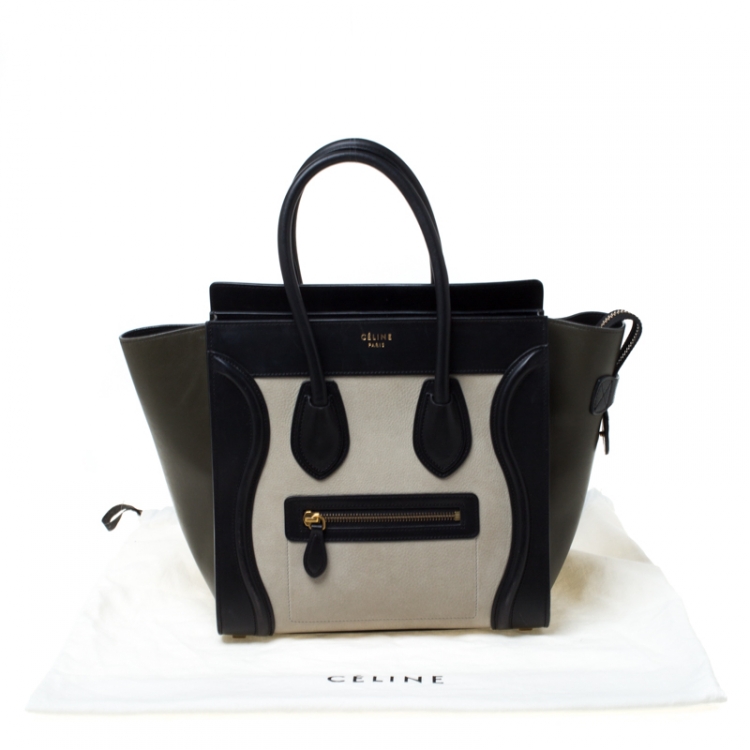 Pre Owned Celine Tri Color Leather Micro Luggage Tote