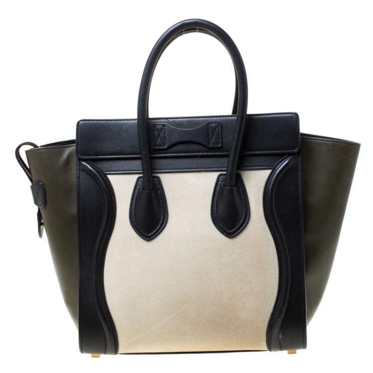 Pre Owned Celine Tri Color Leather Micro Luggage Tote