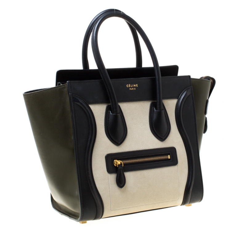 Pre Owned Celine Tri Color Leather Micro Luggage Tote