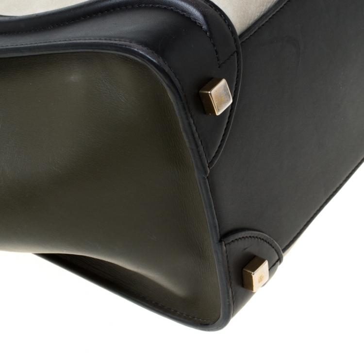 Pre Owned Celine Tri Color Leather Micro Luggage Tote