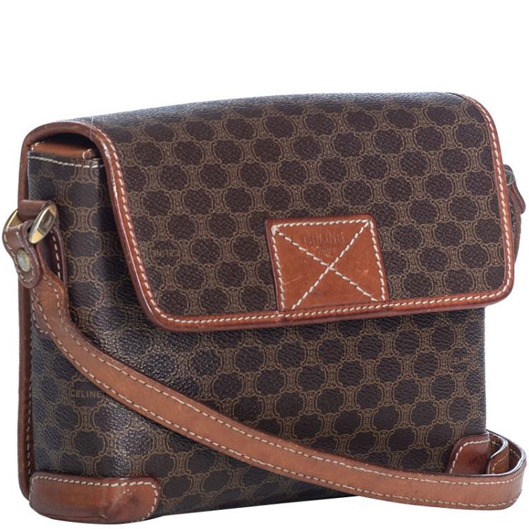 Pre Owned Celine Brown Macadam Crossbody Bag