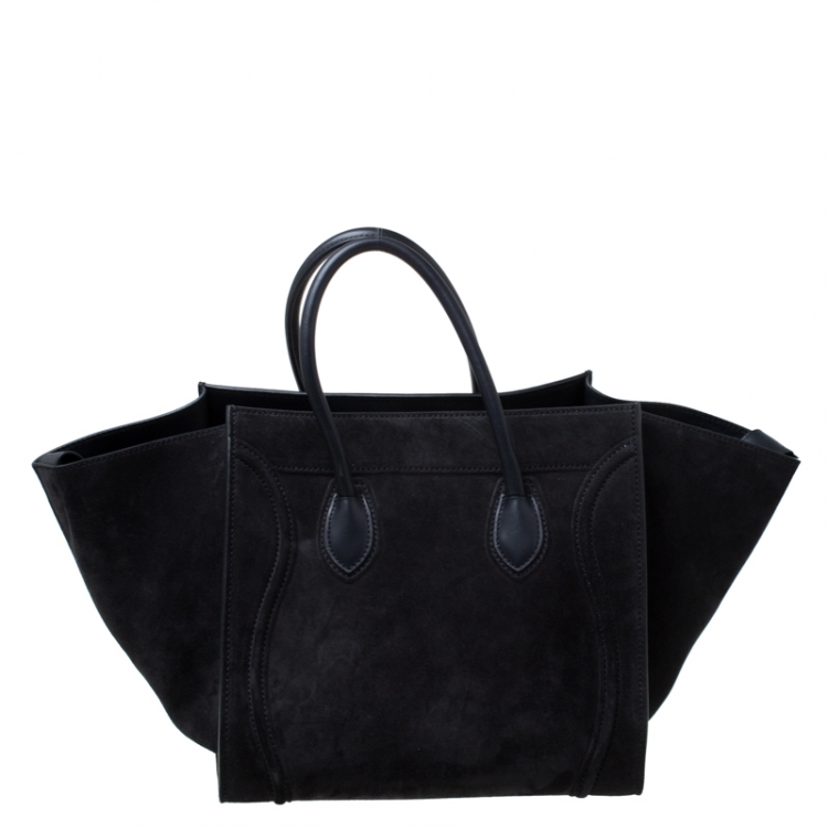 Pre Owned Celine Black Nubuck and Leather Medium Phantom Luggage Tote 