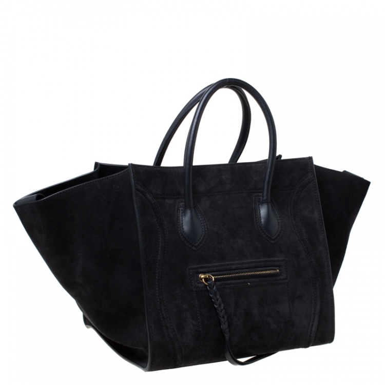 Pre Owned Celine Black Nubuck and Leather Medium Phantom Luggage Tote 