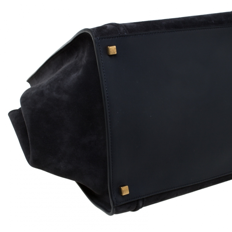 Pre Owned Celine Black Nubuck and Leather Medium Phantom Luggage Tote 