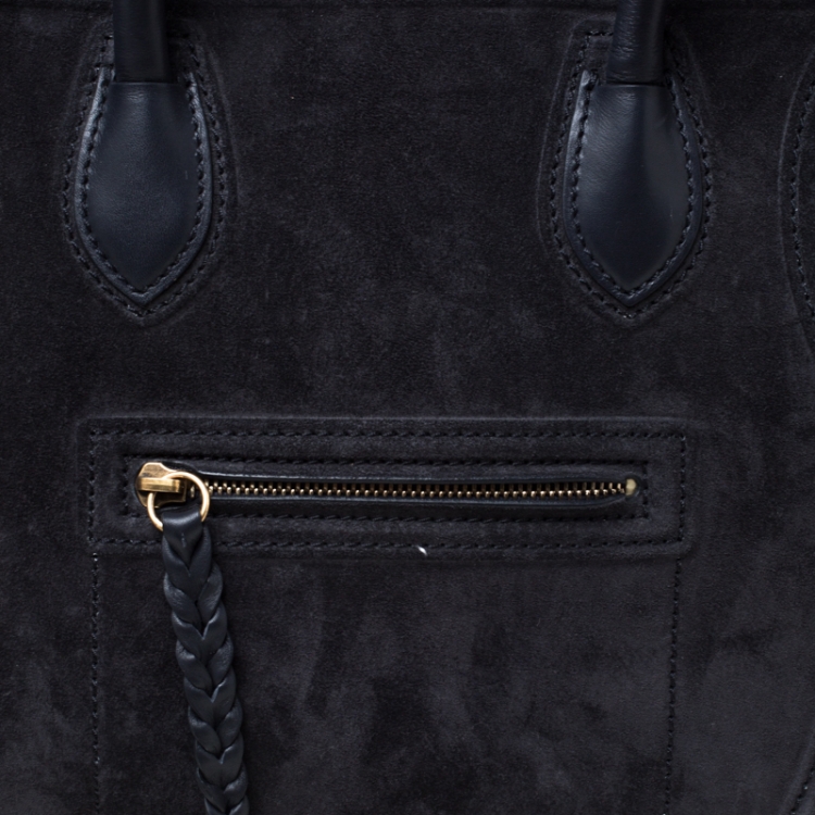 Pre Owned Celine Black Nubuck and Leather Medium Phantom Luggage Tote 