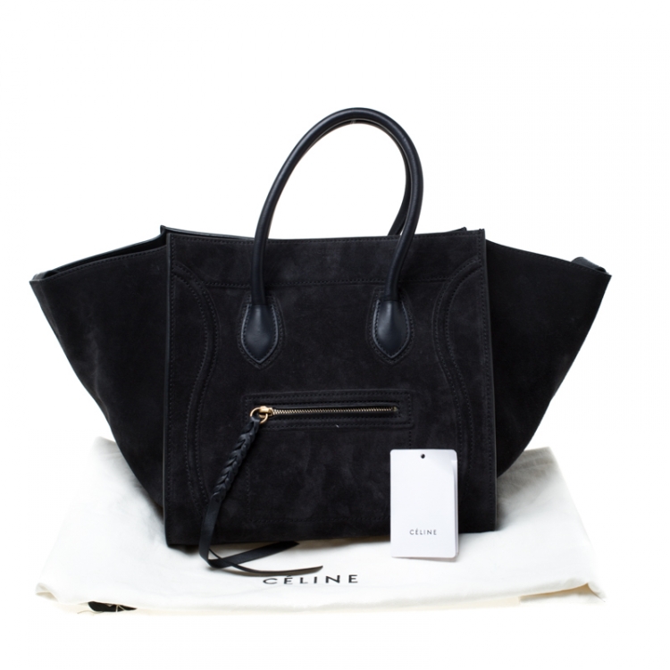 Pre Owned Celine Black Nubuck and Leather Medium Phantom Luggage Tote 