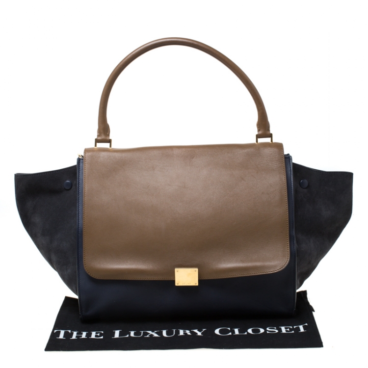 Pre Owned Celine Tri Color Leather and Suede Large Trapeze Tote