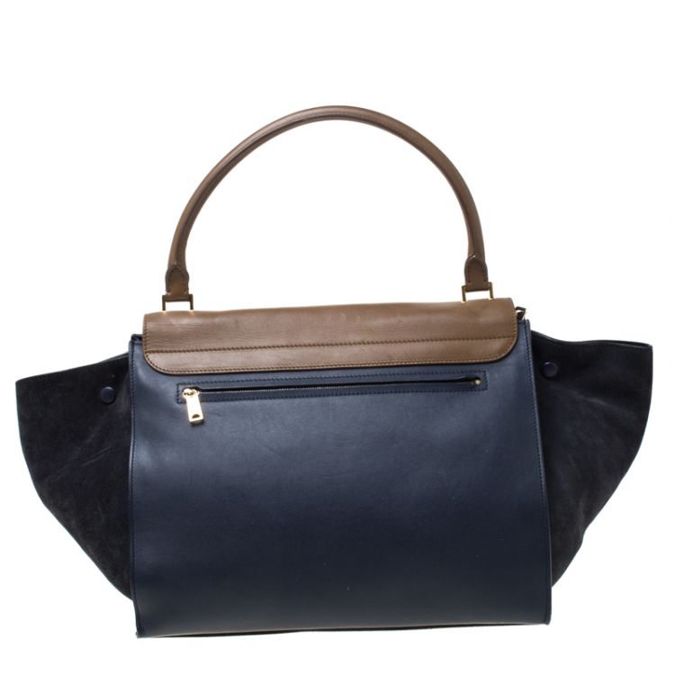 Pre Owned Celine Tri Color Leather and Suede Large Trapeze Tote