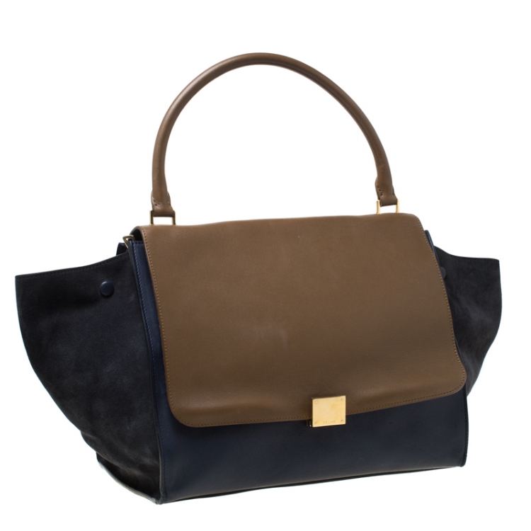 Pre Owned Celine Tri Color Leather and Suede Large Trapeze Tote