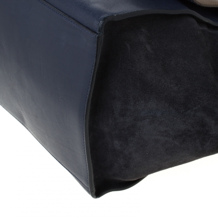 Pre Owned Celine Tri Color Leather and Suede Large Trapeze Tote