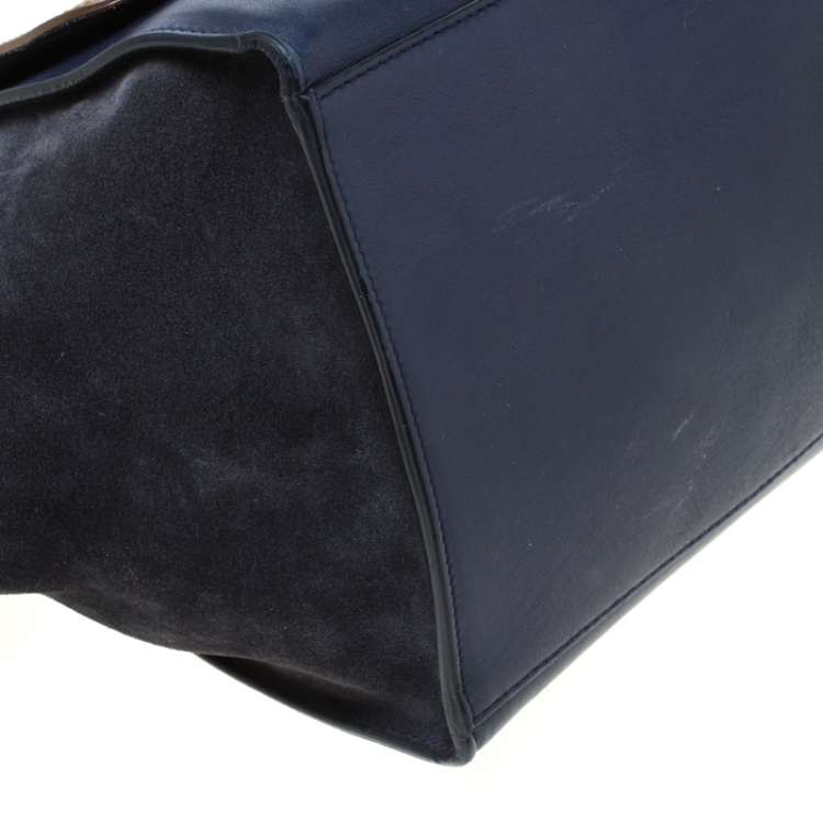 Pre Owned Celine Tri Color Leather and Suede Large Trapeze Tote