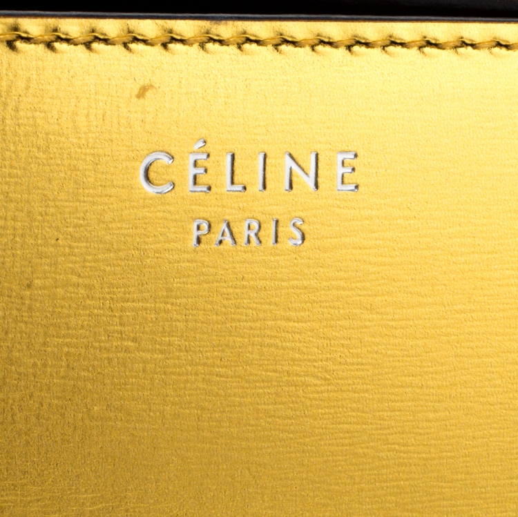 Pre Owned Celine Metallic Gold Leather Medium Classic Box Shoulder Bag