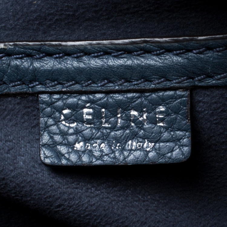Pre Owned Celine Prussian Leather Nano Luggage Tote