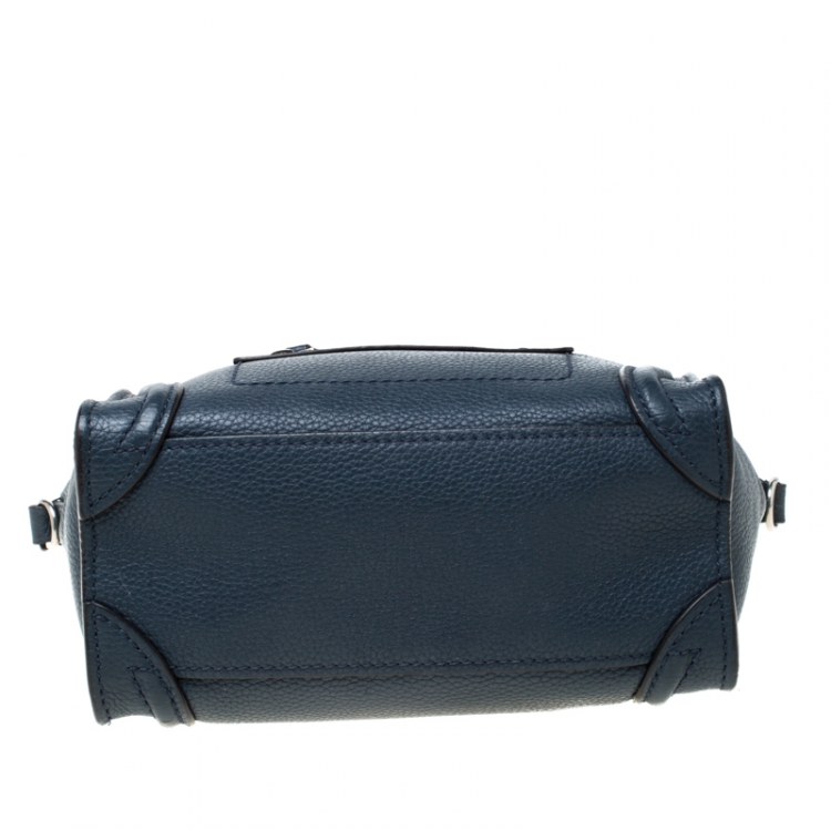 Pre Owned Celine Prussian Leather Nano Luggage Tote