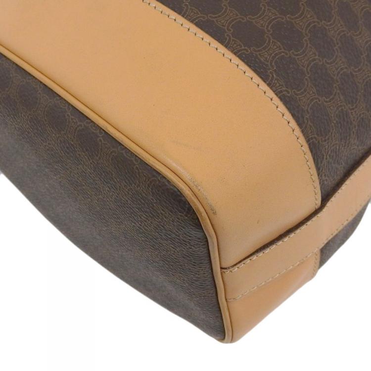 Pre Owned Celine Brown Macadam PVC Drawstring Bucket Bag