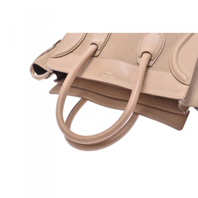 مملوكة مسبقًا Celine Pink Suede And Leather Mini Luggage Tote