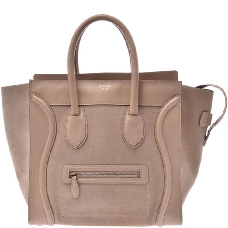 مملوكة مسبقًا Celine Pink Suede And Leather Mini Luggage Tote