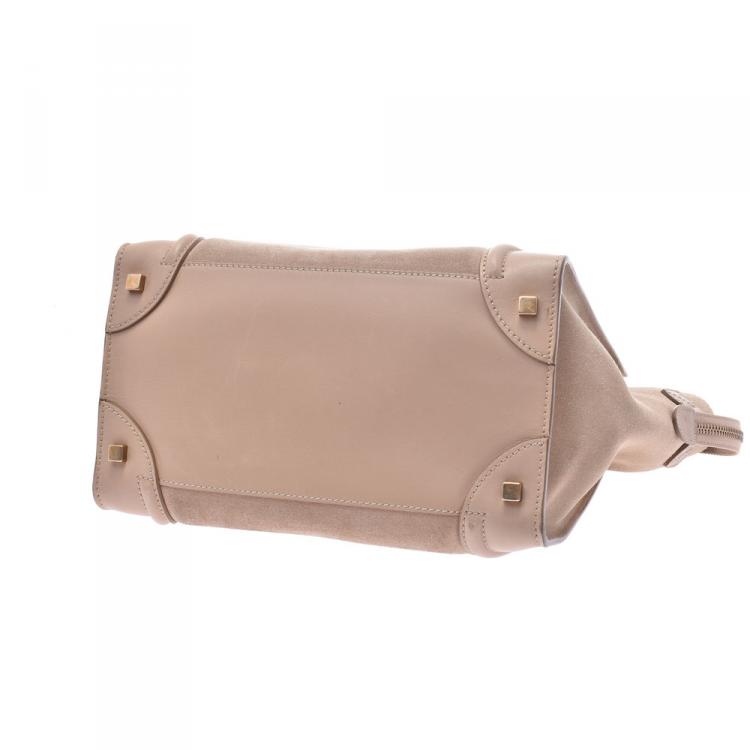 مملوكة مسبقًا Celine Pink Suede And Leather Mini Luggage Tote