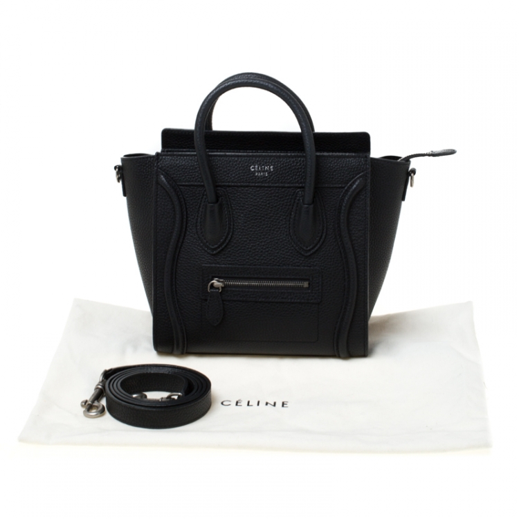 Pre Owned Celine Black Leather Nano Luggage Tote