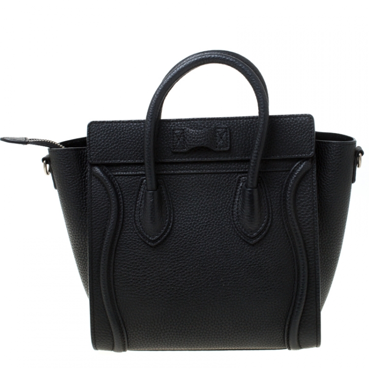 Pre Owned Celine Black Leather Nano Luggage Tote