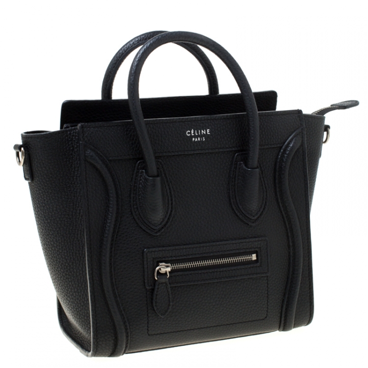Pre Owned Celine Black Leather Nano Luggage Tote