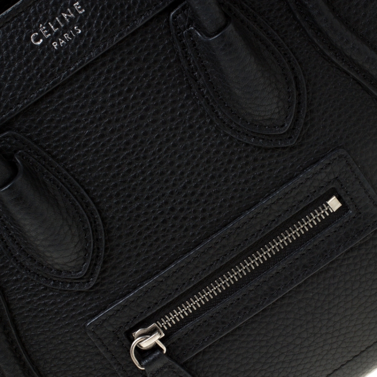 Pre Owned Celine Black Leather Nano Luggage Tote