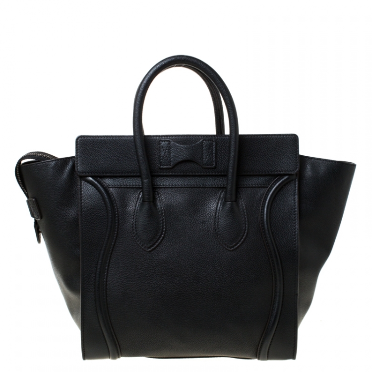Pre Owned Celine Black Leather Mini Luggage Tote