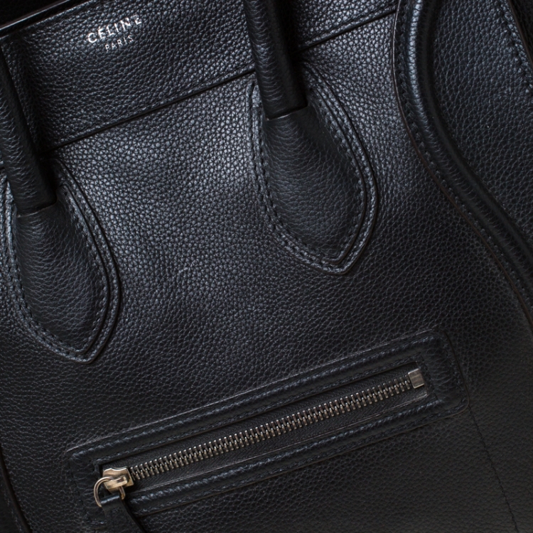 Pre Owned Celine Black Leather Mini Luggage Tote